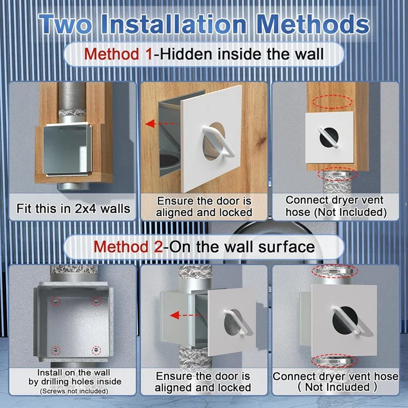 YWDZ-Metal Dryer Lint Trap,Indoor Dryer Vent With Lint Catcher,Fit In 2X4 Wall Frame/Surface Of The Wall, Drawer Mesh Filter