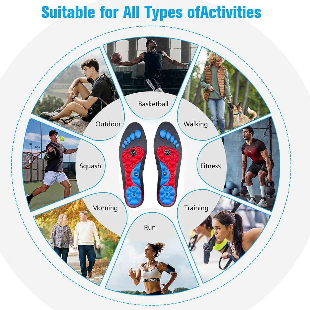 Medical Magnetic Therapy Sports Insoles Massage Foot Weight Loss Slimming Acupressure Insole Anti-fatigue Health Care Shoe Pads