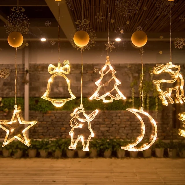 Weihnachten Dekoration Licht LED Fee String Vorhang Licht Weihnachten Baum  Deer Stern Girlande Beleuchtung Fenster Batterie Powered Decor Lampe -  AliExpress