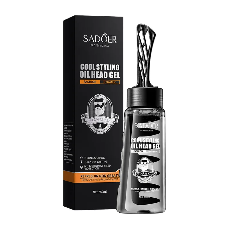 280ml Hair Styling Gel Oil with A Comb Head Gel Powerful and Durable Natural Fluffy and Fragrant Hair Spray for Curly