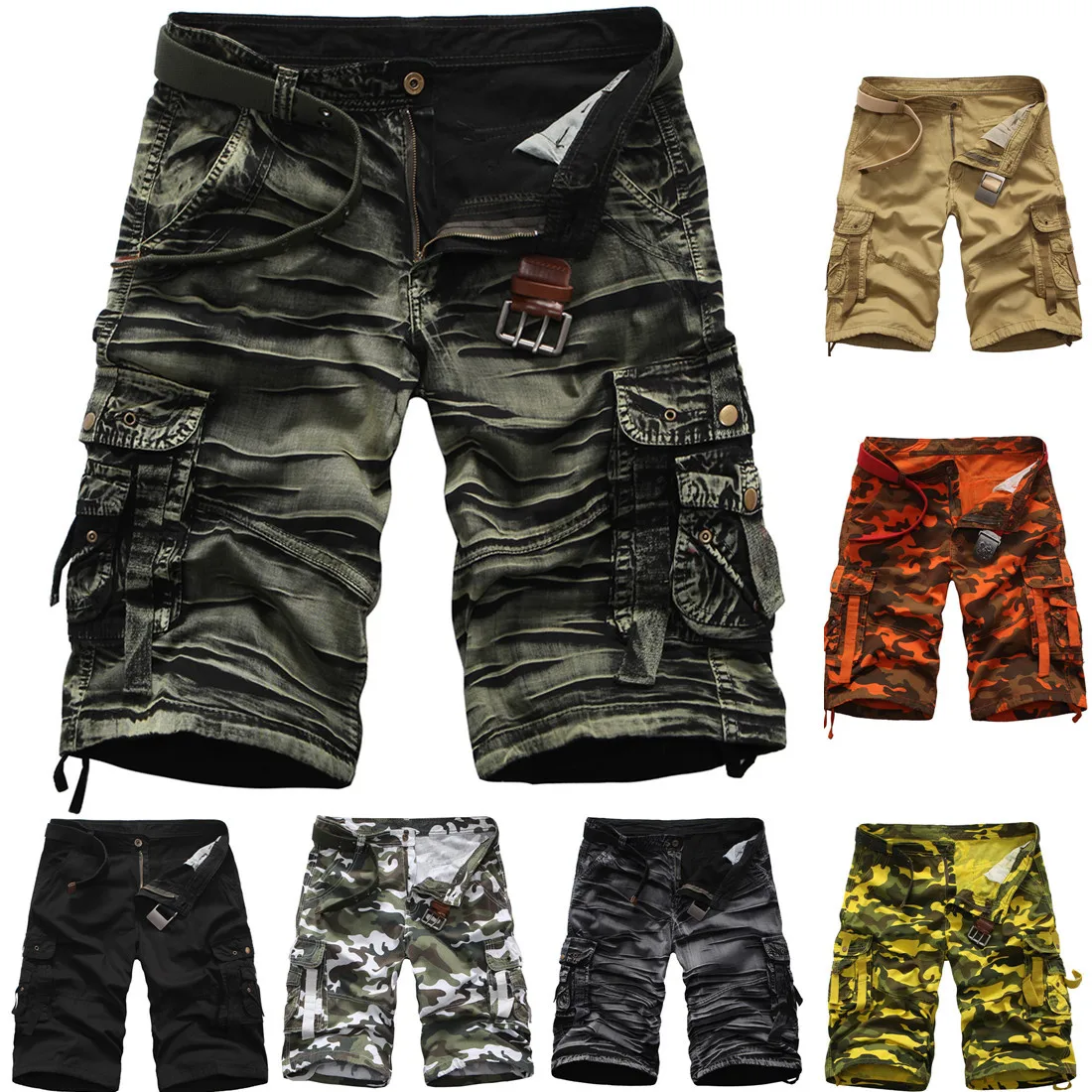 

2023 summer men's loose camouflage cargo pants casual cargo pants five-point pants shorts men