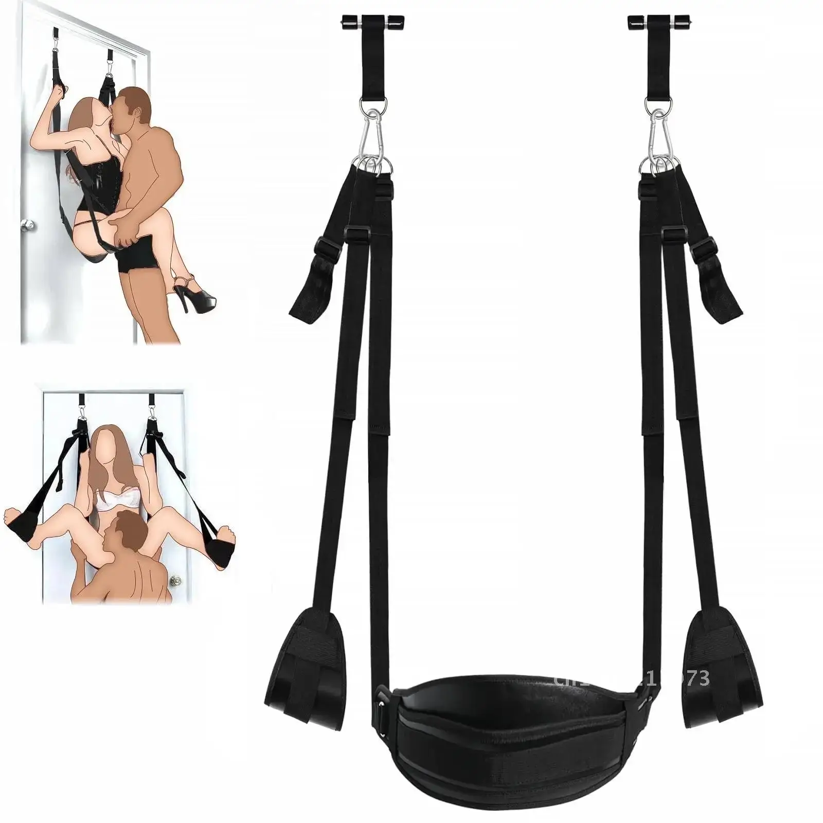 BDSM couple swing, adjustable ceiling swing with triangular cushion, furniture adult and suspension sling toy device indoor