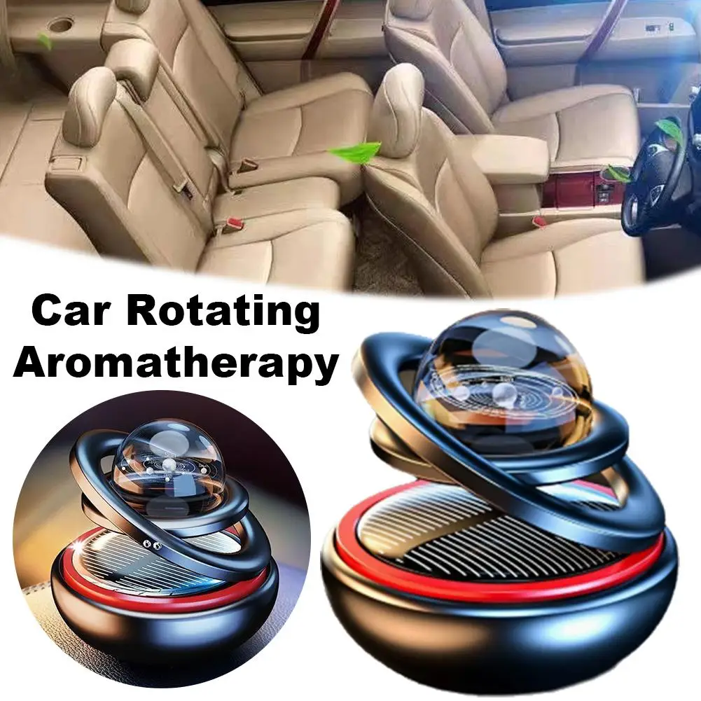 Solar Car Air Freshener Automatic Rotation Dashboard Fragrance Diffuser