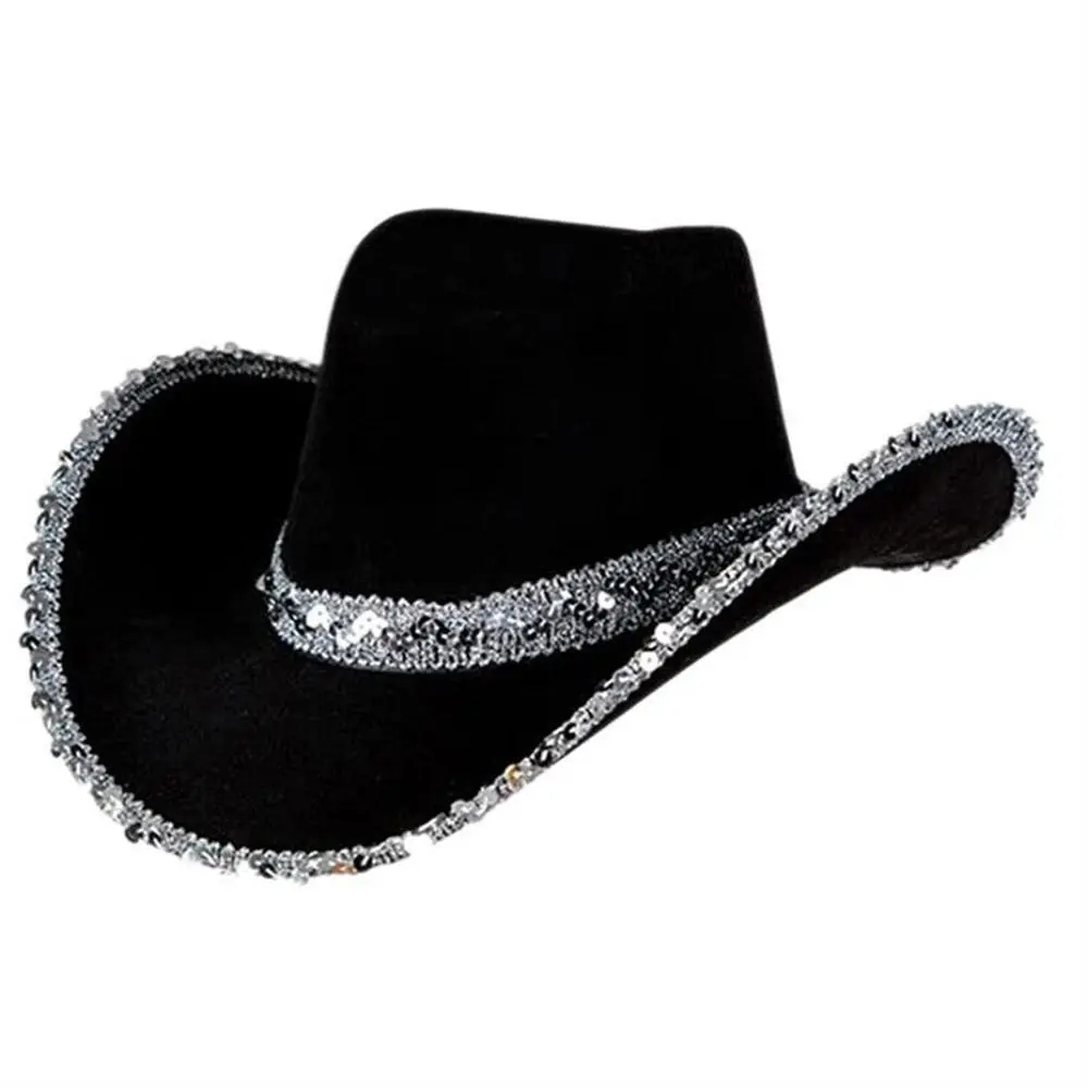 Mode Frauen Cosplay Cowboy Zubehör Kostüm Party Cowgirl Hut Pailletten Cowgirl Hüte Bachelorette Party Hut Cowboy Hut – Detail 5