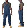 Dark Blue Heavy Weight Men's Jeans Overalls Fake Zipper Spliced Denim Suspender Long Trousers Big Size M-5XL 4