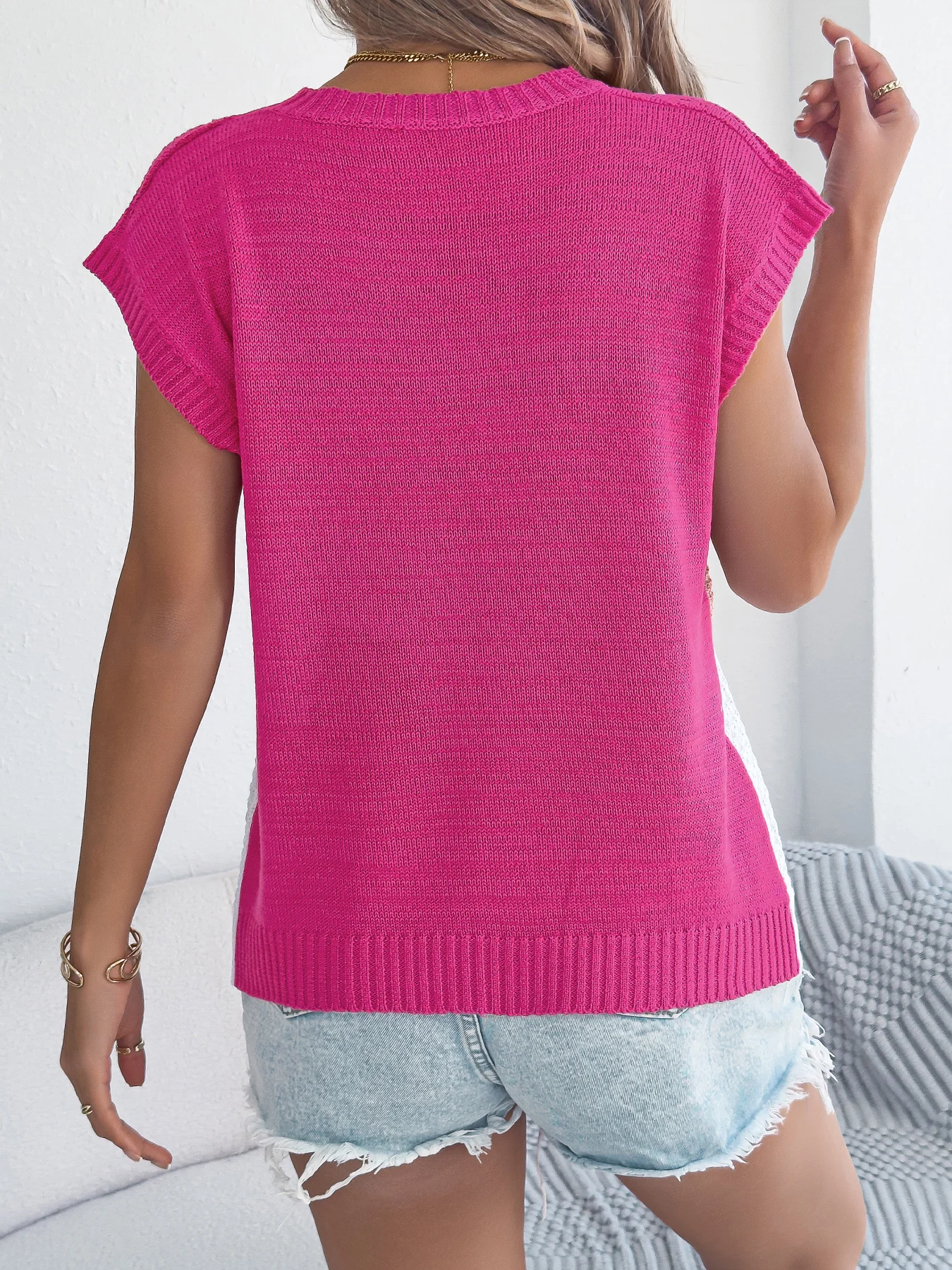 Women Summer Cable Knitted Pullover
