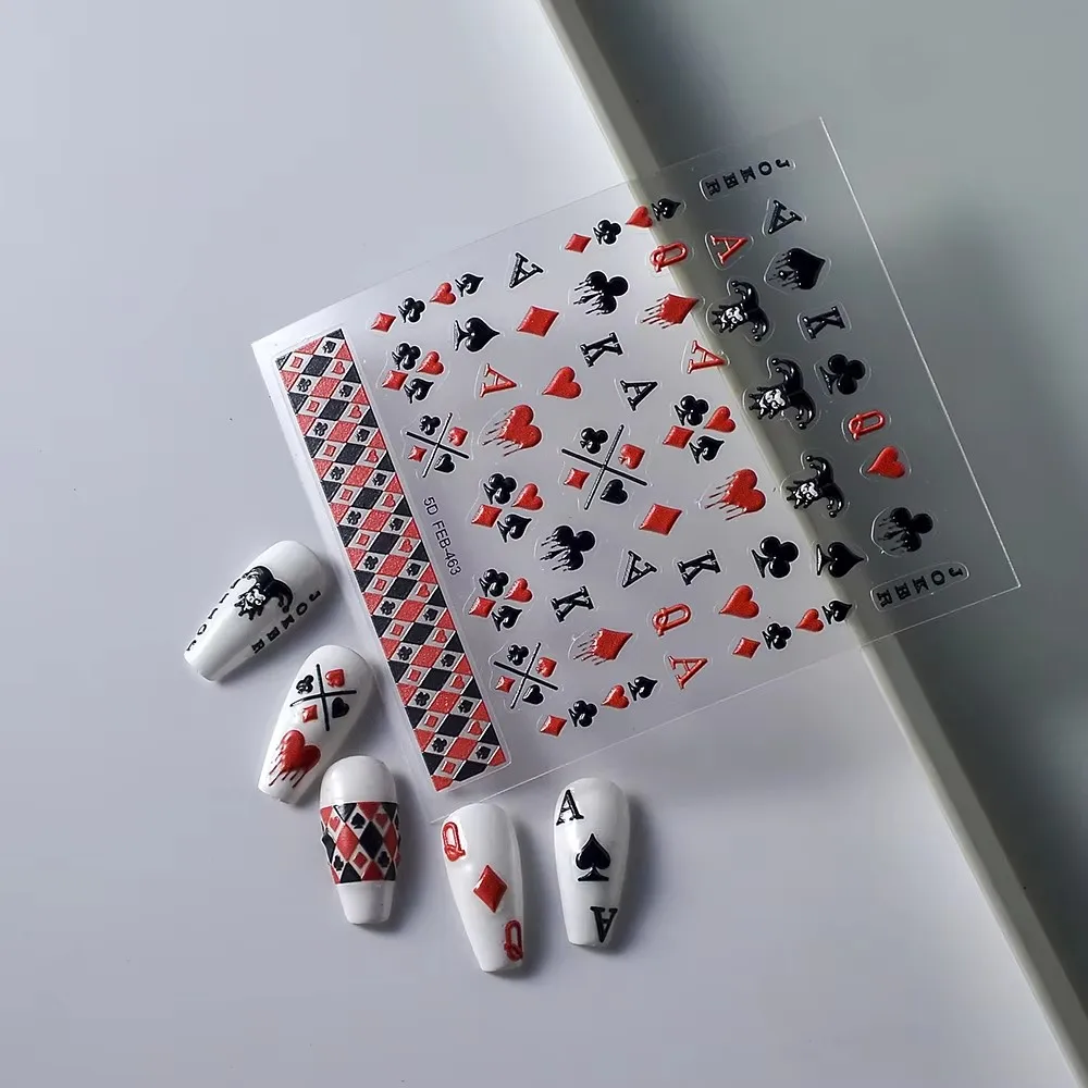 Joker Nail Art Sticker Poker Poker Spade A Heart Q Diamond K