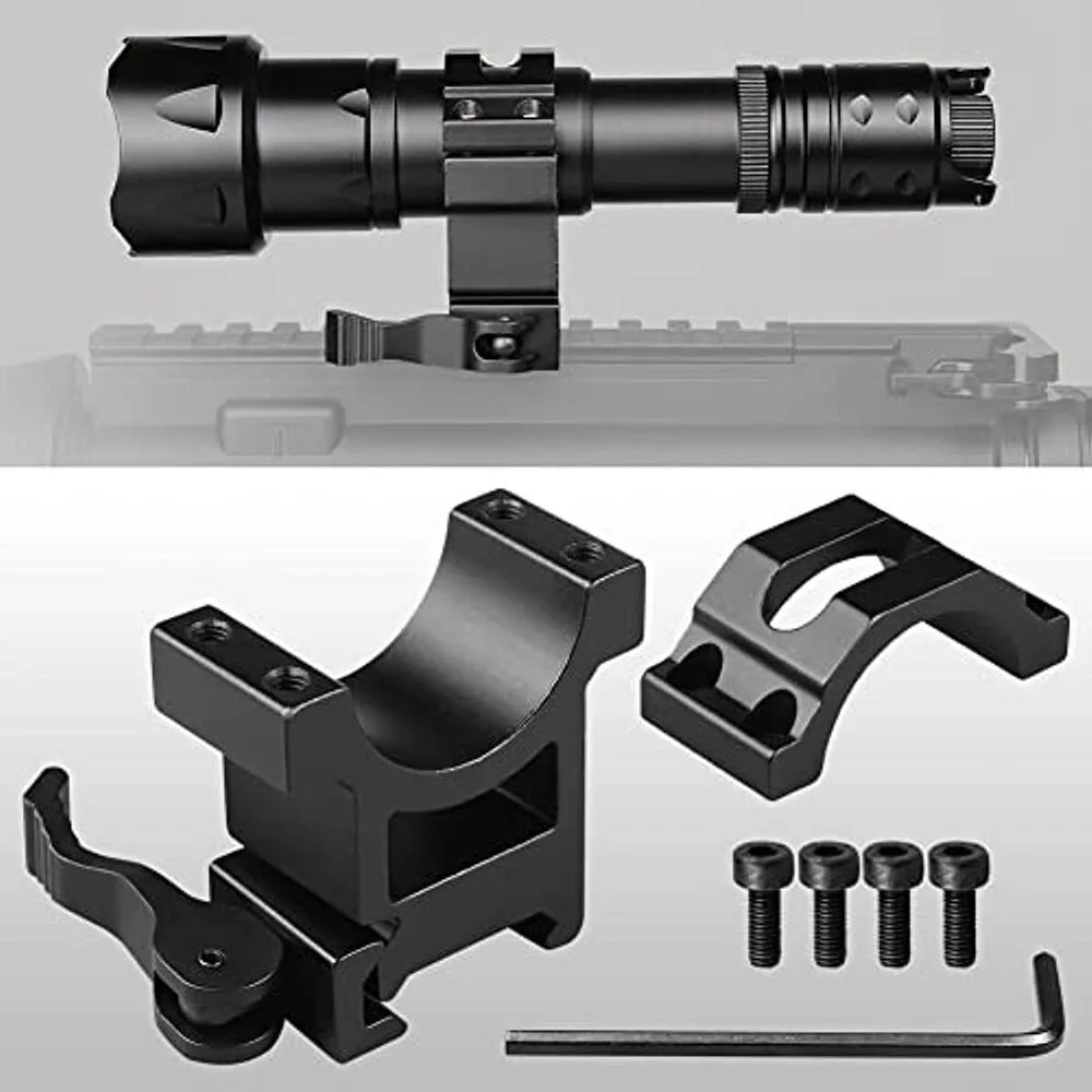 30MM/25.4MM Tactical Quick Release Scope Ring for 20mm Weaver/Picatinny Rail Adjustable Height Optical Riflescope Sight Mount 3