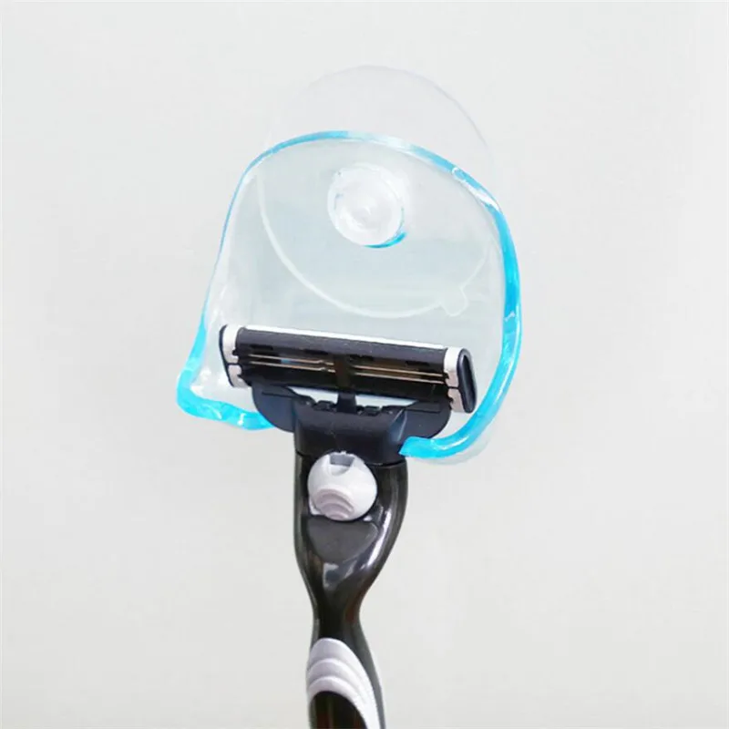 2pcs Plastic Shaver Holder Washroom Wall Sucker Suction Cup Hook Razor Bathroom Hanging Rack Storage Shelf