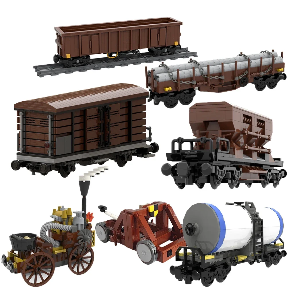 

Набор строительных блоков для вагона Boxcar, железнодорожная каретка MOC, поезд, платформа, грузовик, грузовик, автомобиль, кирпичная модель, «сделай сам», детская игрушка, подарок