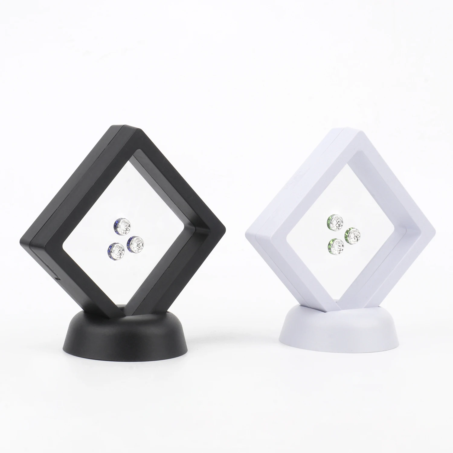 PE 필름 보석 보관 상자 3D 포장 케이스 보석 무료 스탠드 플로팅 프레임 멤브레인 링 귀걸이 목걸이 디스플레이 홀더 -  AliExpress