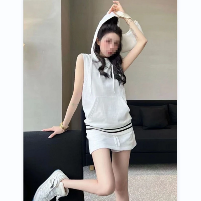 High Quality Women Golf Dress Set Sleeveless Fashion Hooded Waistcoat+skirt Suit Ladies Golf T-shirt Shorts Skirt Golf Wear Vest