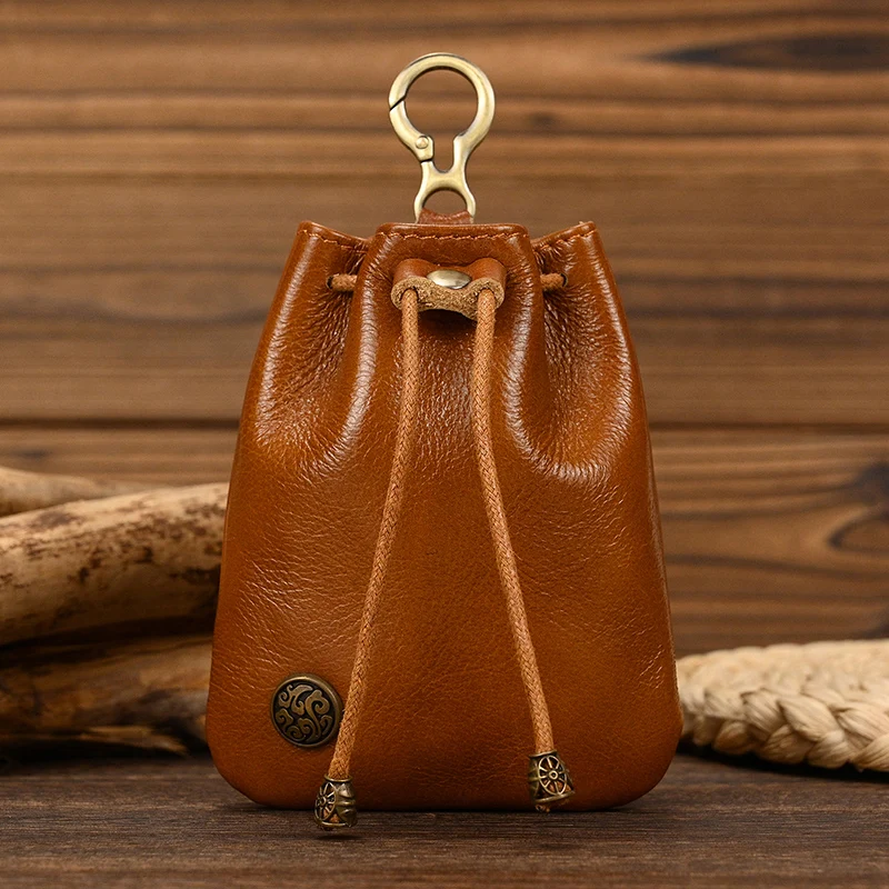 Porte-Monnaie Serveur En Cuir Véritable - Marron Foncé - 19 Cm - 6+3 Compartiments à Billets - Double Couture