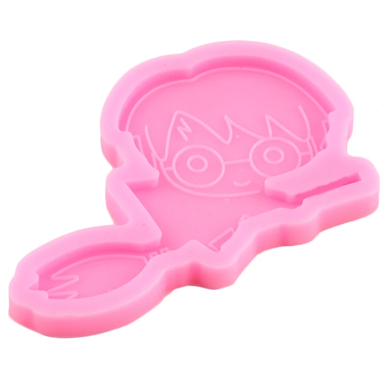 Shiny Anime Magic Boy Keychains Resin Epoxy Molds Boy Riding Broom Silicone DIY Sugarcraft Chocolate Mould silicone mold