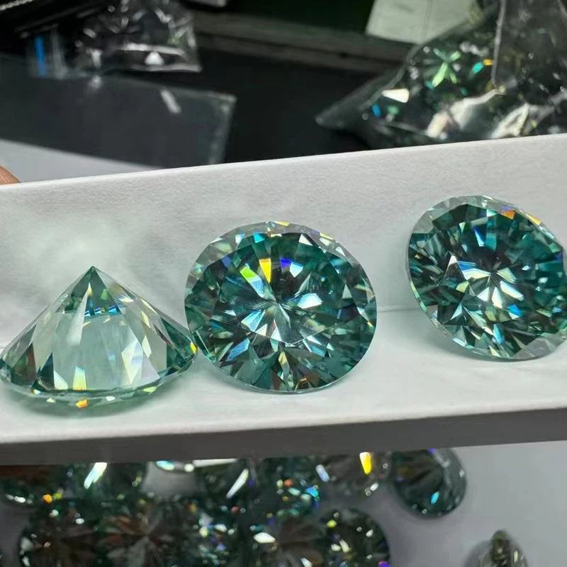 Blue Green Moissanite 0.7-14mm 1CT Small Size Loose Stones 0.1-10ct Lab Grown Moissanite Diamonds For DIY Jewelry loose gemstones moissanite jewelry materials loose lab grown diamond lab grown loose diamond