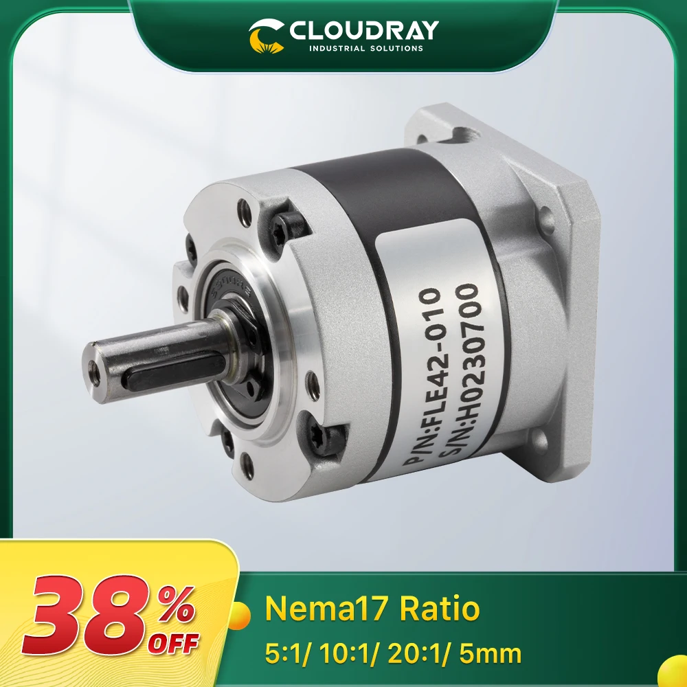 Cloudray Nema17 Planetary Gearbox Motor Speed Reducer with Ratio 5:1, 10:1, 20:1, 5mm Input for Nema17 Stepper Motor