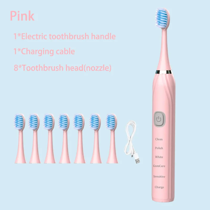 thumbnail image 1 of Cepillo de dientes eléctrico sónico para adultos, cepillo de limpieza automático, recargable, de pelo suave, resistente al agua, cepillo de dientes ultrasónico de 4 a 12 cabezales, 1 of 5