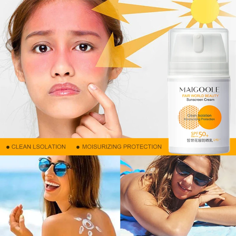 Facial Body Sunscreen Moisturizing Isolating Cream SPF50+ Sun Cream Isolating Ultraviolet Long Last Protection Skin Care 50ml