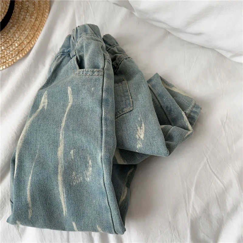 Girls' Jeans Spring and Autumn 2023 New Children's Korean  Tie Dyed Pants Girls' Pants  boy clothes  girls pants