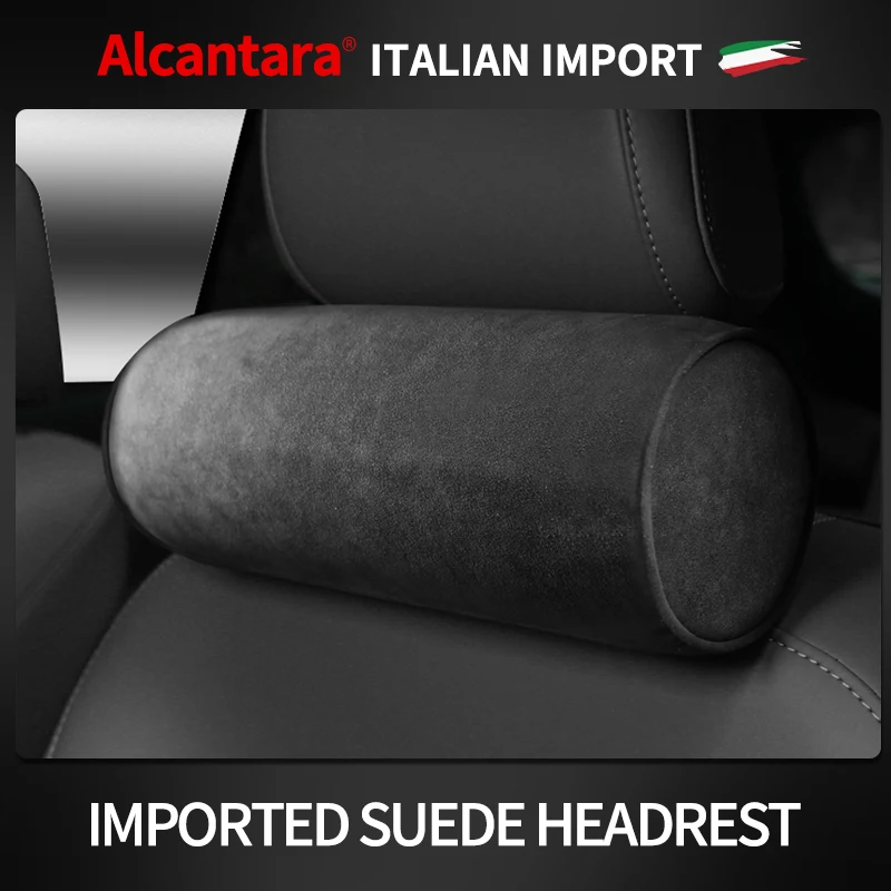 

General Car Seat Headrest Cushion Memory foam Pillow Alcantara Suede Adjustable Round Headrest Neck Support Pad Accessories