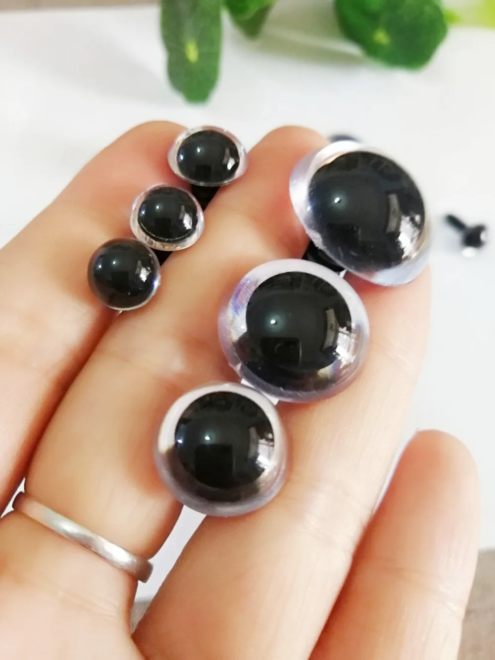 50 Stück/Los 6mm-50mm Klare Runde Sicherheits-Spielzeugaugen aus Kunststoff mit Weißer Hartplastik-Unterlegscheibe für DIY-Puppen