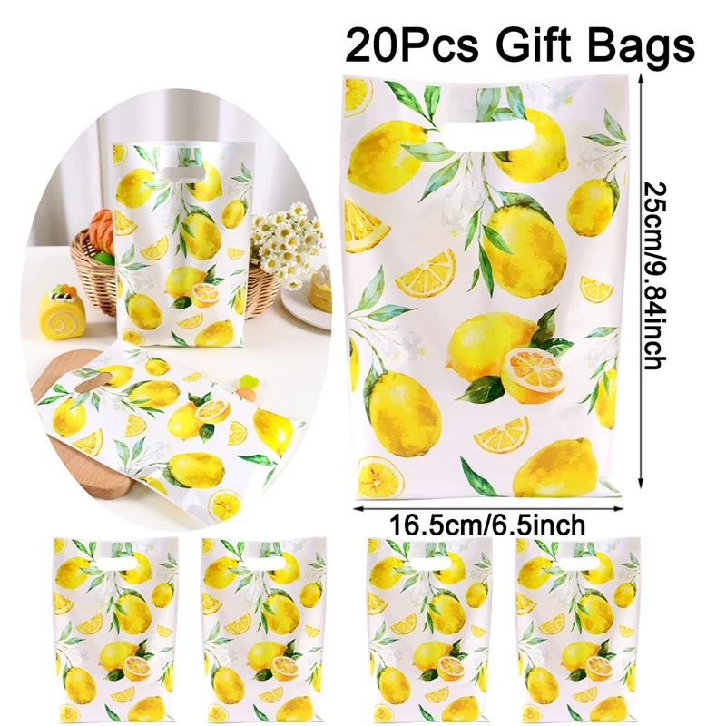 10/20/50 stücke Aquarell Gelb Zitrone Süßigkeiten Geschenk Taschen Keks Verpackung Taschen Sommer Party Gefälligkeiten Taschen Strand Picknick Essentials – Detail 7