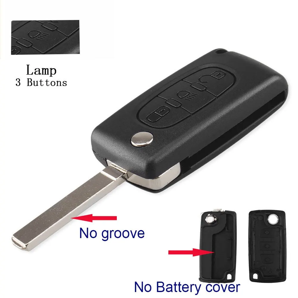Citroen 2 Buttons Flip Remote Key Cover with battery