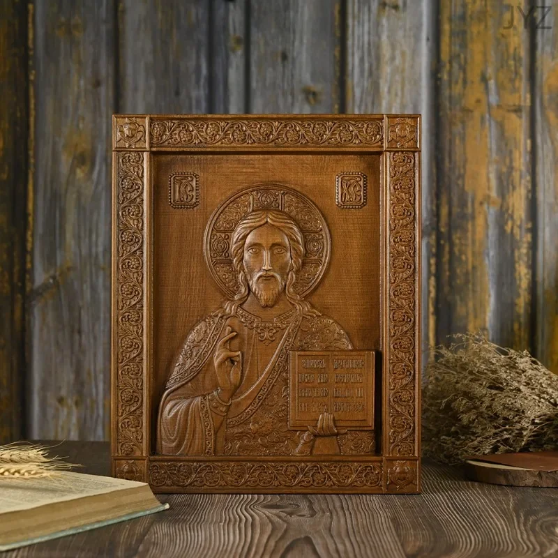 35cm Orthodox Icon Jesus Statue, Religious Saint Plaque Ornaments, Church Home Wall Decor