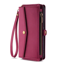 Premium Flip Wallet Phone Case with Versatile Long and Short Straps for MOTO G05 (Wine red)