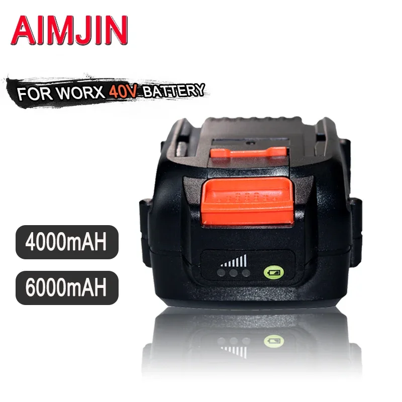 

40V 4000mAh 6000mAH Replacement Portable Rechargeable Lithium-Ion Large-Capacity Battery, Suitable for Worx Power Tool Battery