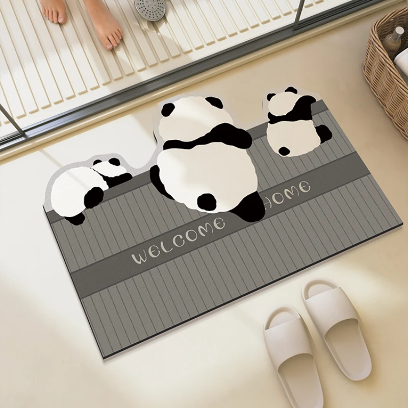 

Panda Bathroom Absorbent Floor Mat, Modern Simple Household Diatom Mud Toilet Door, Non-slip, Quick-dry, Creative, Fashion