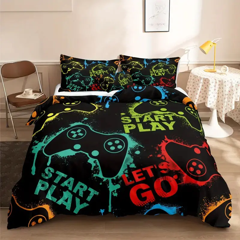 

Cool Game Controller 3D Printing Quilt Cover, Soft And Comfortable Bedding, (1*Duve Cover + 2*Pillowcases, No Core)