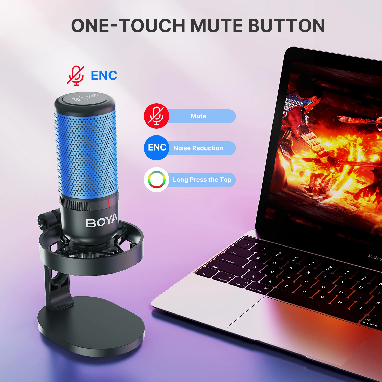 ميكروفون ألعاب BOYA K3 USB مع خاصية إلغاء الضوضاء/...