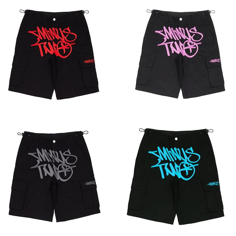 

Biker Shorts Women High Waisted Letter Print Hip Hop Clothing Streetwear INS Trend Casual Y2K Minus Two Unisex Cargo Short Pants