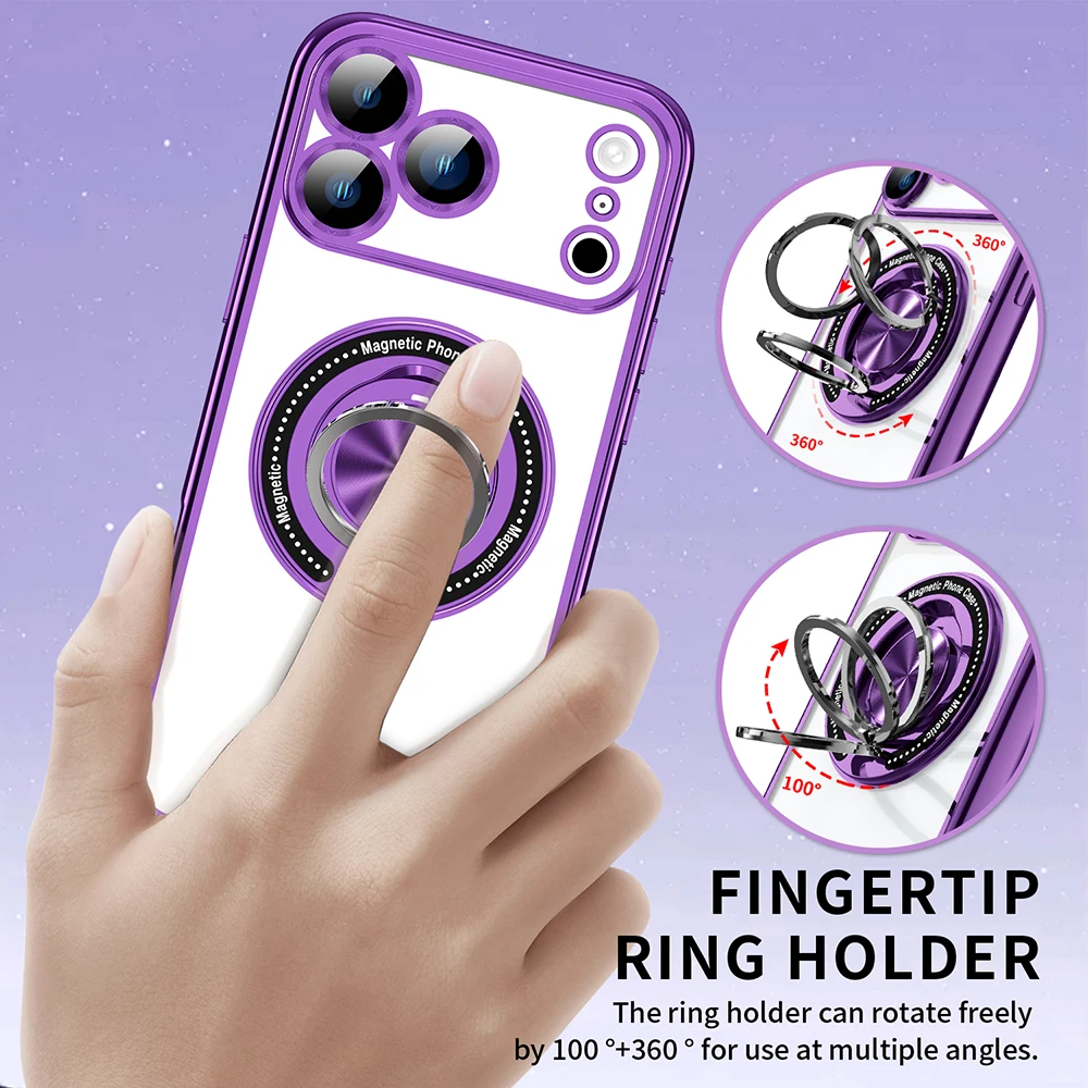 Vibrant 360° Invisible Rotating Ring Car Holder Case with Lens Protection