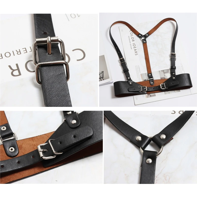 

Push UpCorset Tops Steampunk Waistband Suspender Punk Leather Harness Belt