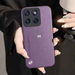 Luxury Plain Leather Shockproof Protector Cover for Moto Signature (PURPLE)