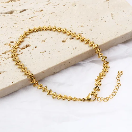 DoreenBeads 여성용 스테인레스 스틸 발찌, 골드 컬러, 해변 발 다리 체인, 발목 팔찌, 쥬얼리 선물, 22.5cm-23.5cm, 1 개 3