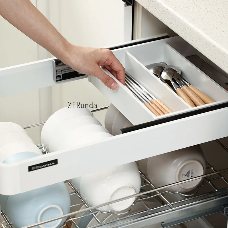 Pull basket kitchen cabinet, small size 350 dishes narrow cabinet 300 drawer bowl rack basket