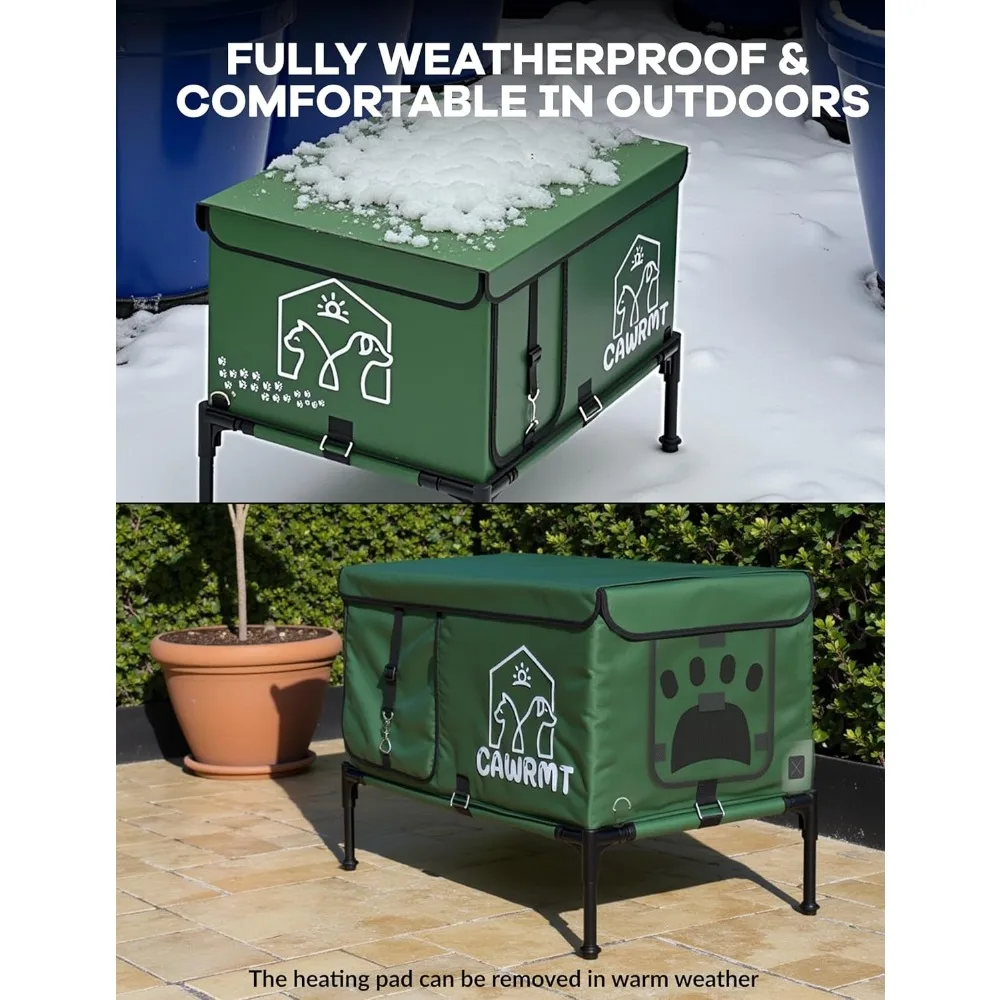 Outdoor Heated Cat House, Detachable Feral Cats House with a Open Window for Inside Outside, Cat House Weatherproof in Winter
