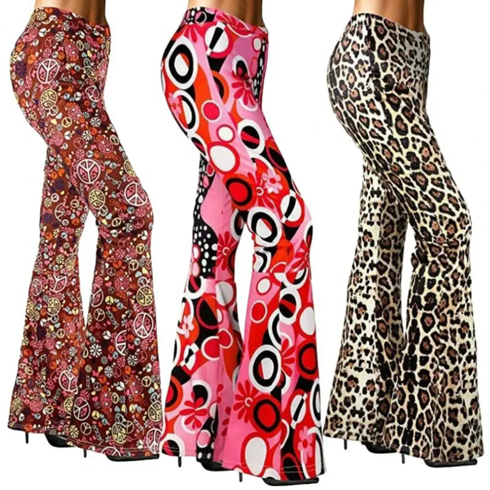 

Flattering Flared Pants Trendy Women's Paisley Print Flared Pants High Waist Skinny Trousers for Streetwear Fashionistas Stylish