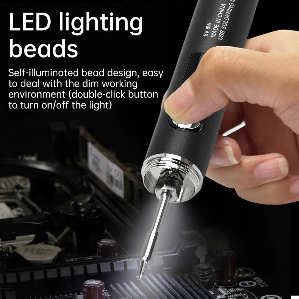 DC3.7V 2A USB Electric Soldering Iron Kit Type-C 5 Gears Temperature Adjustable 260-420 C Mini Soldering Iron Welding Tools