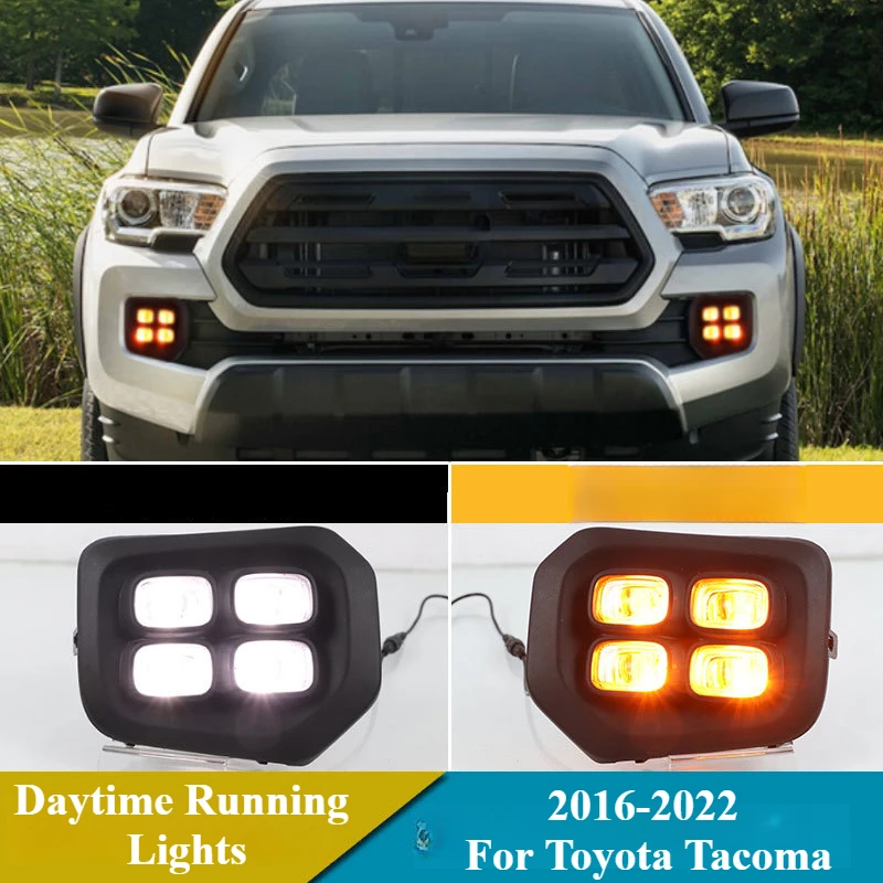For Toyota Tacoma 2016-2023 Four Eyes Types LED Daytime Running Lights Yellow Turn Signal Lamp White Daylights Accessories detail image 1