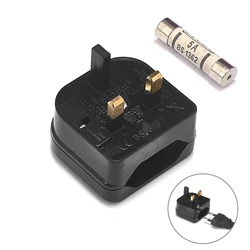 Universal EU to UK Travel Plug Adapter with Built - in 5A Fuse - Black