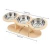 Cat 3 Bowls in 1 Feeder Feeding & Watering Supplies Food Bowl 15-Degree Tilt Raised 3 Stainless Steel Bowls Wood Brackets Puppy 2