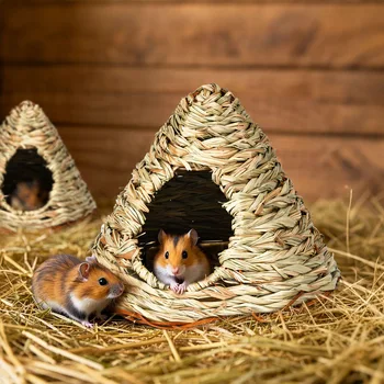 Handmade Straw Pet Nest House 1