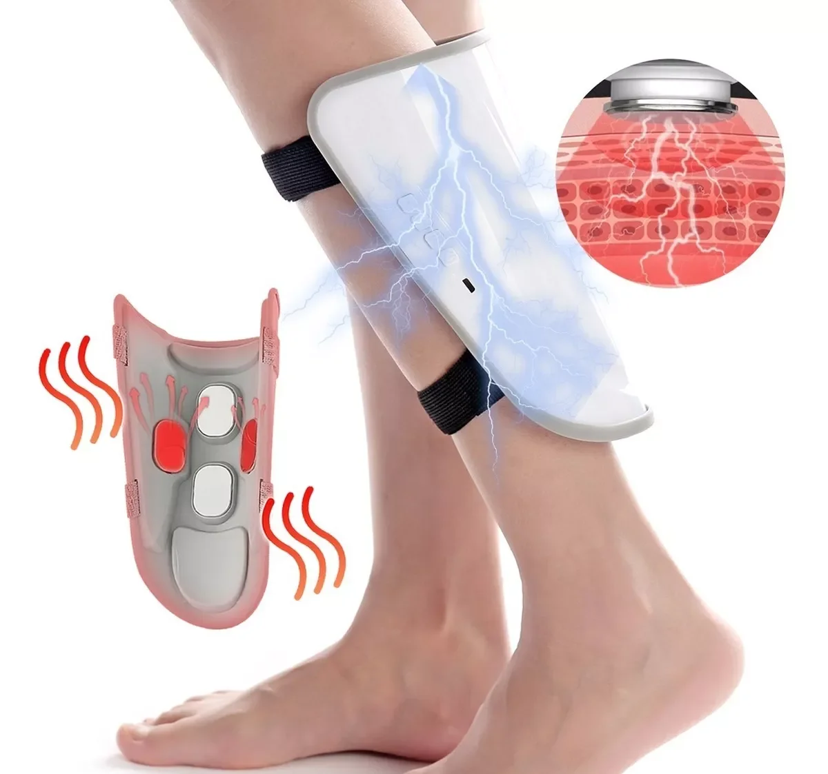EMS Microcorriente Electric Leg Massage Infrared Heat Vibration Hot compress 3 Intensity Wireless Convenient Automatic off