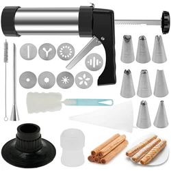 DIY Churro Maker & Pastry Decorating Kit - Stainless Steel Cookie Press with Piping Nozzles (23pcs)