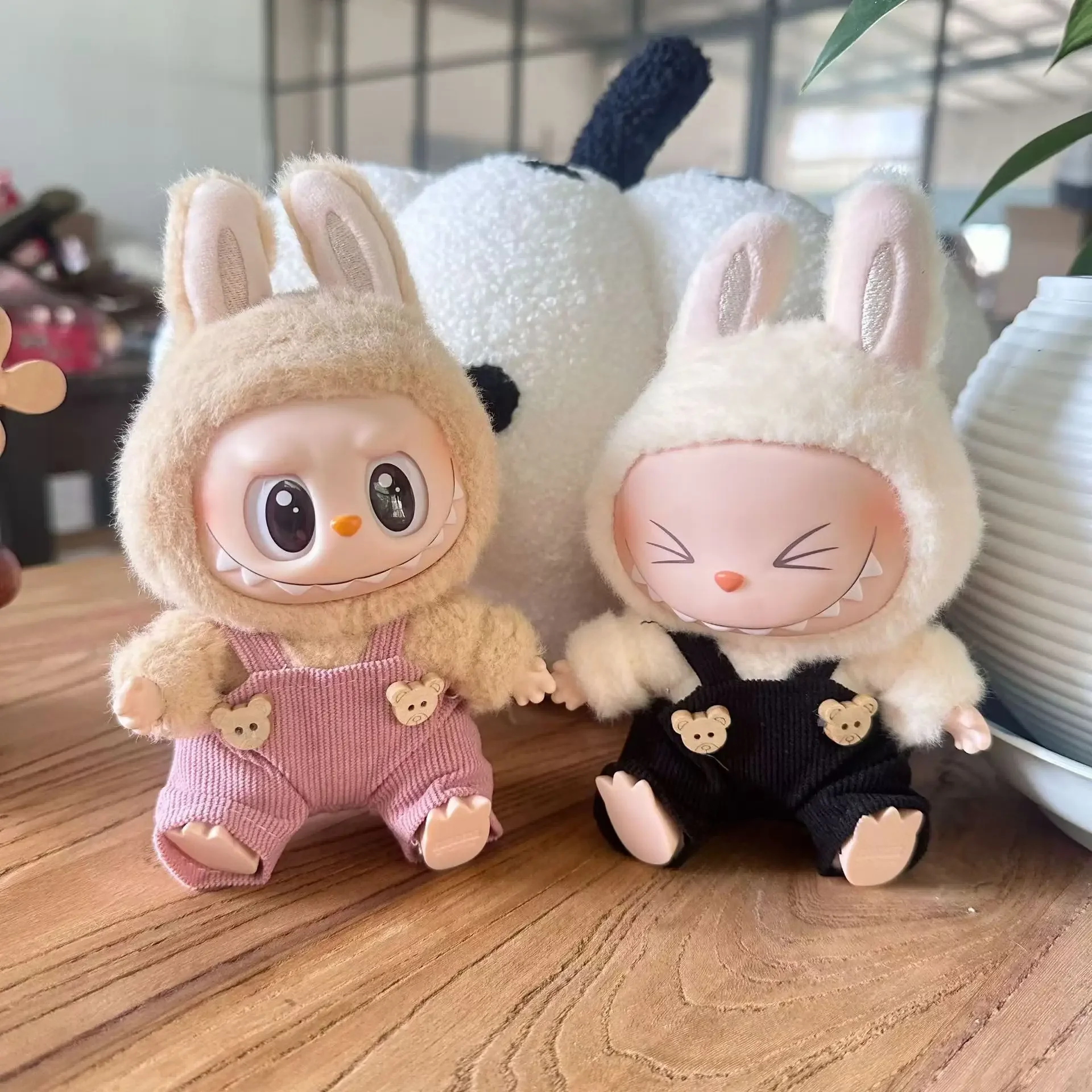 Bear Overalls for Plush Vinyl Face Doll - Cute Labubu Baby Doll Clothes Pendant Accessory
