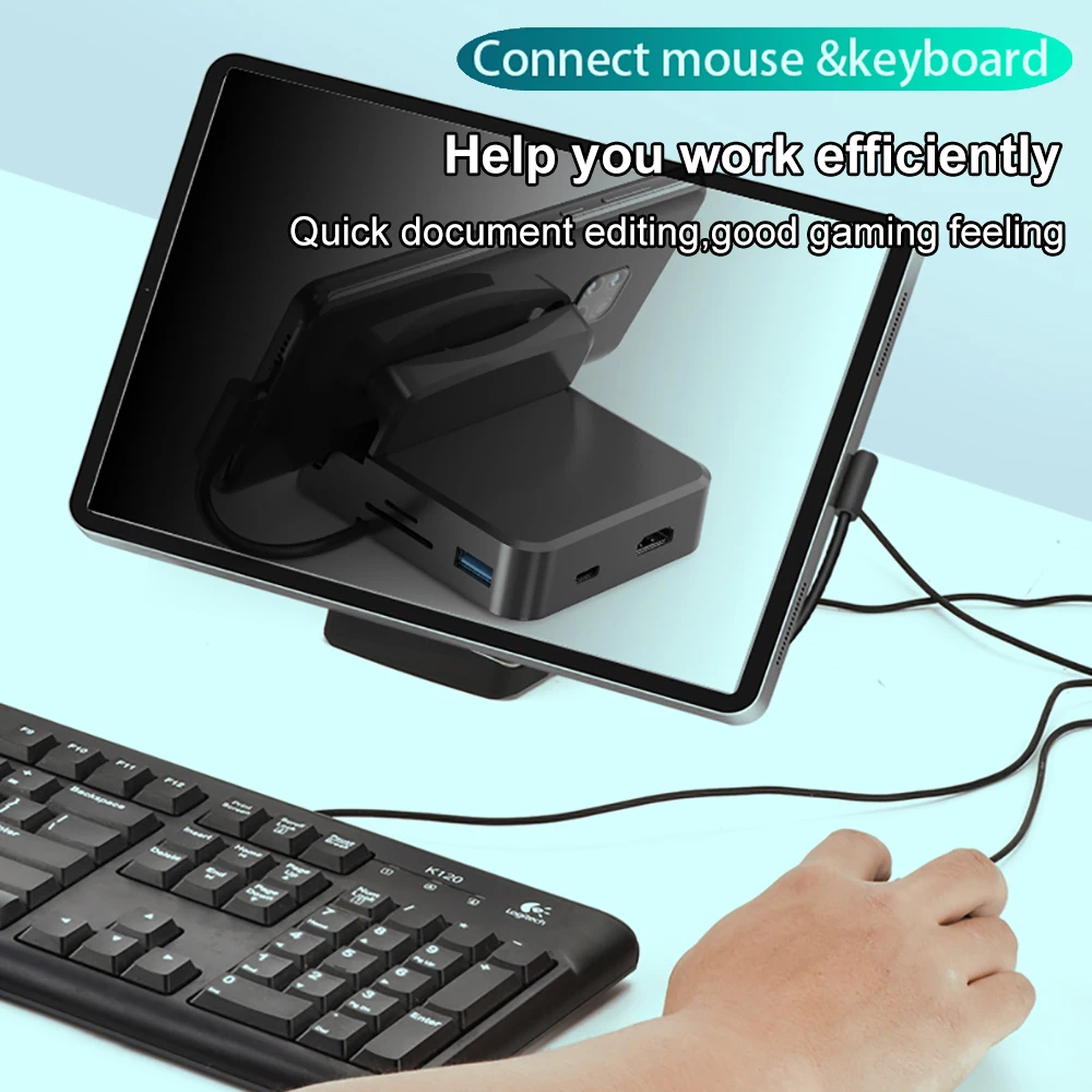 tipo c Docking Station Suporte do Telefone Dex Pad Station Usb c para Compatível com Hdmi Usb sd tf Carregador Adaptador para Samsung em 1 - Imagem 2